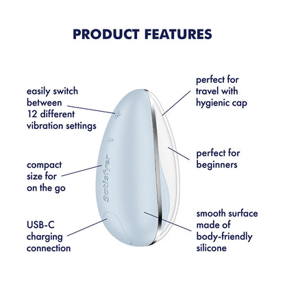 Satisfyer Drop To Go - Blue - Blue USB Rechargeable Clitoral Stimulator