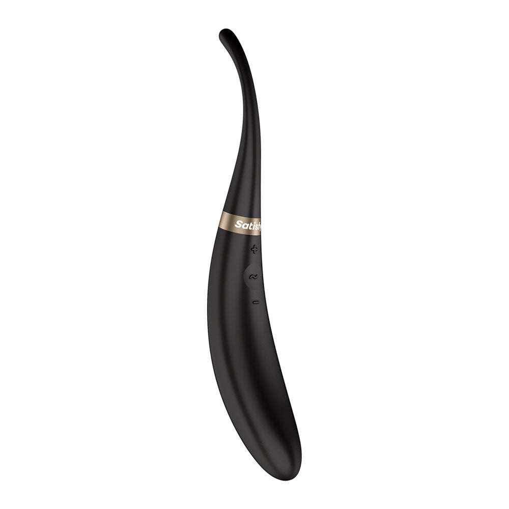 Satisfyer Tip Tease - Black - Black USB Rechargeable Vibrator with Twirling Tip