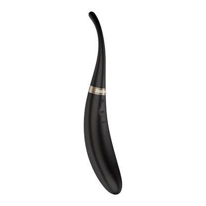 Satisfyer Tip Tease - Black - Black USB Rechargeable Vibrator with Twirling Tip