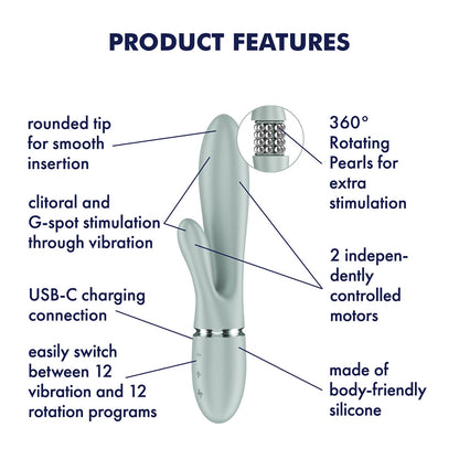 Satisfyer Pearl Bunny 2 - Green - Green 21.5 cm USB-C Rechargeable Rabbit Vibrator