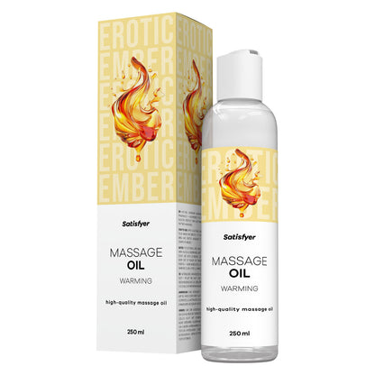 Satisfyer Massage Oil 250 ml Warming - Unscented Warming Massage Oil - 250 ml Bottle