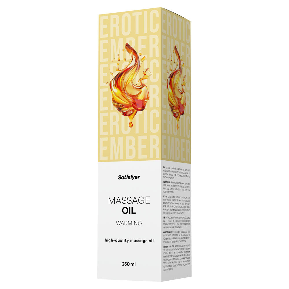 Satisfyer Massage Oil 250 ml Warming - Unscented Warming Massage Oil - 250 ml Bottle