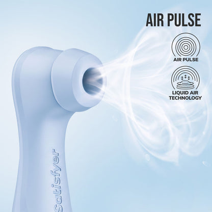 Satisfyer Pro 2 Generation 4 in Serene Blue air pulse head close-up