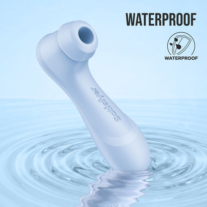 Satisfyer Pro 2 Generation 4 in Serene Blue waterproof body resting in water