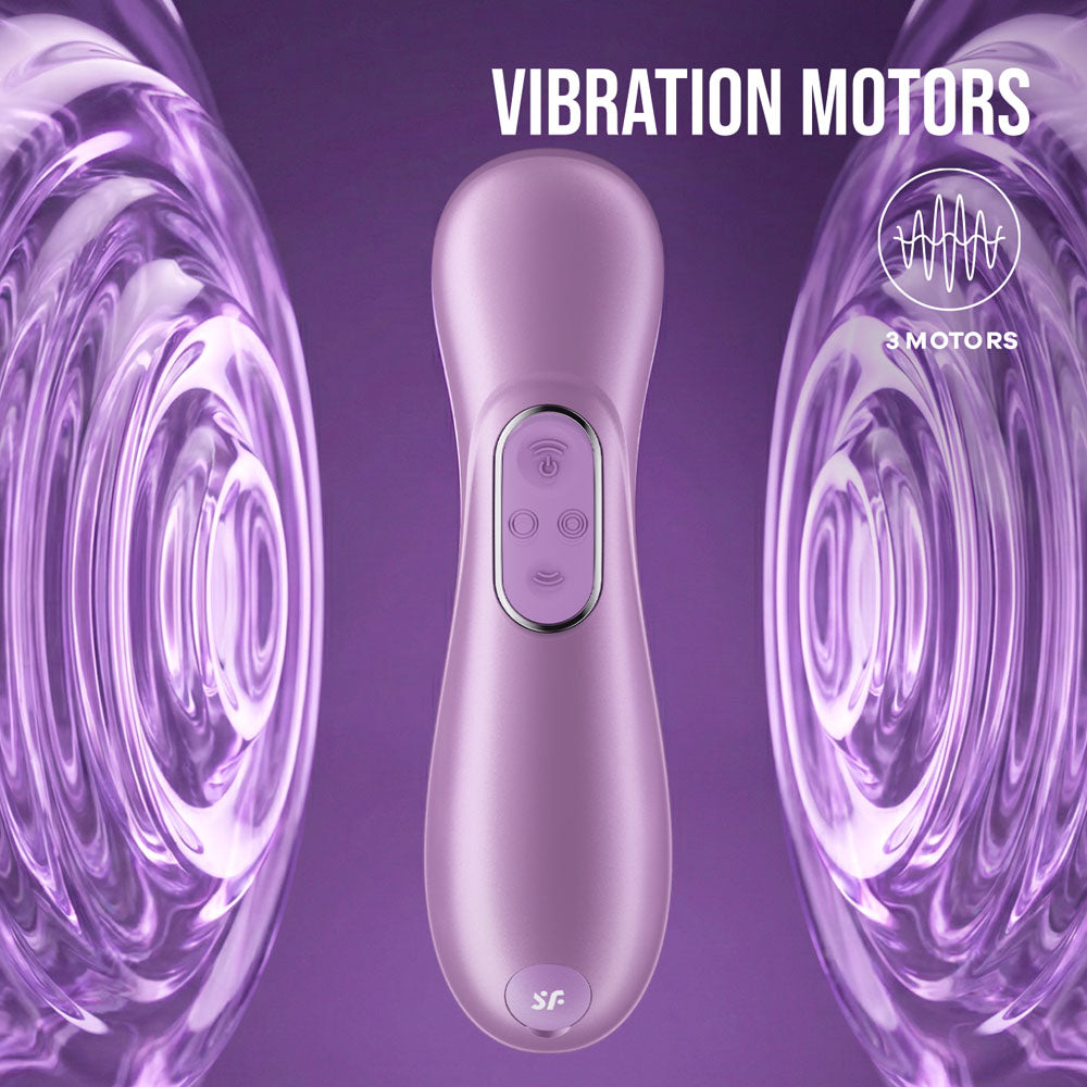 Satisfyer Pro 2 Generation 4 in Amethyst handle showing the two vibration motors