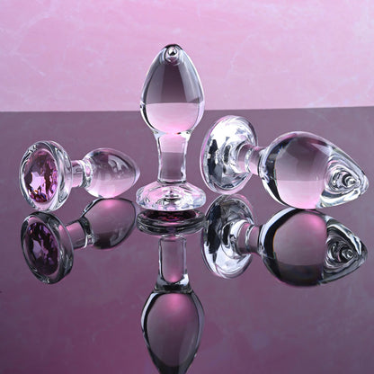 Adam & Eve PINK GEM GLASS PLUG SET