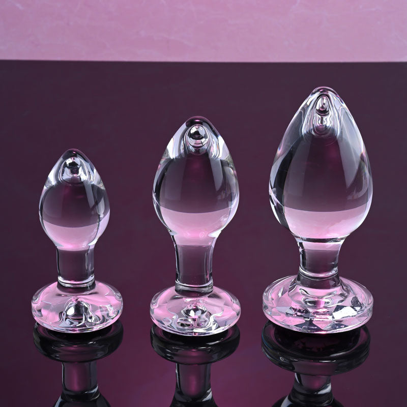 Adam & Eve PINK GEM GLASS PLUG SET