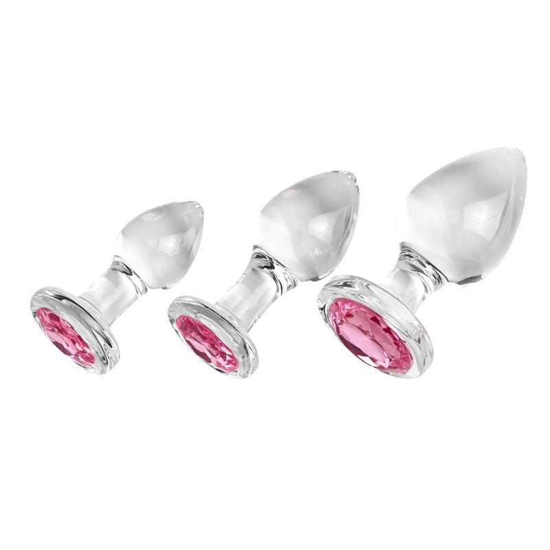 Adam & Eve PINK GEM GLASS PLUG SET