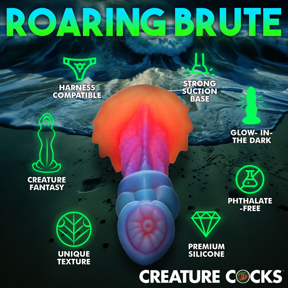 Creature Cocks Aqua-Cock - Glow in Dark Multi-Coloured 19.3 cm Fantasy Dildo