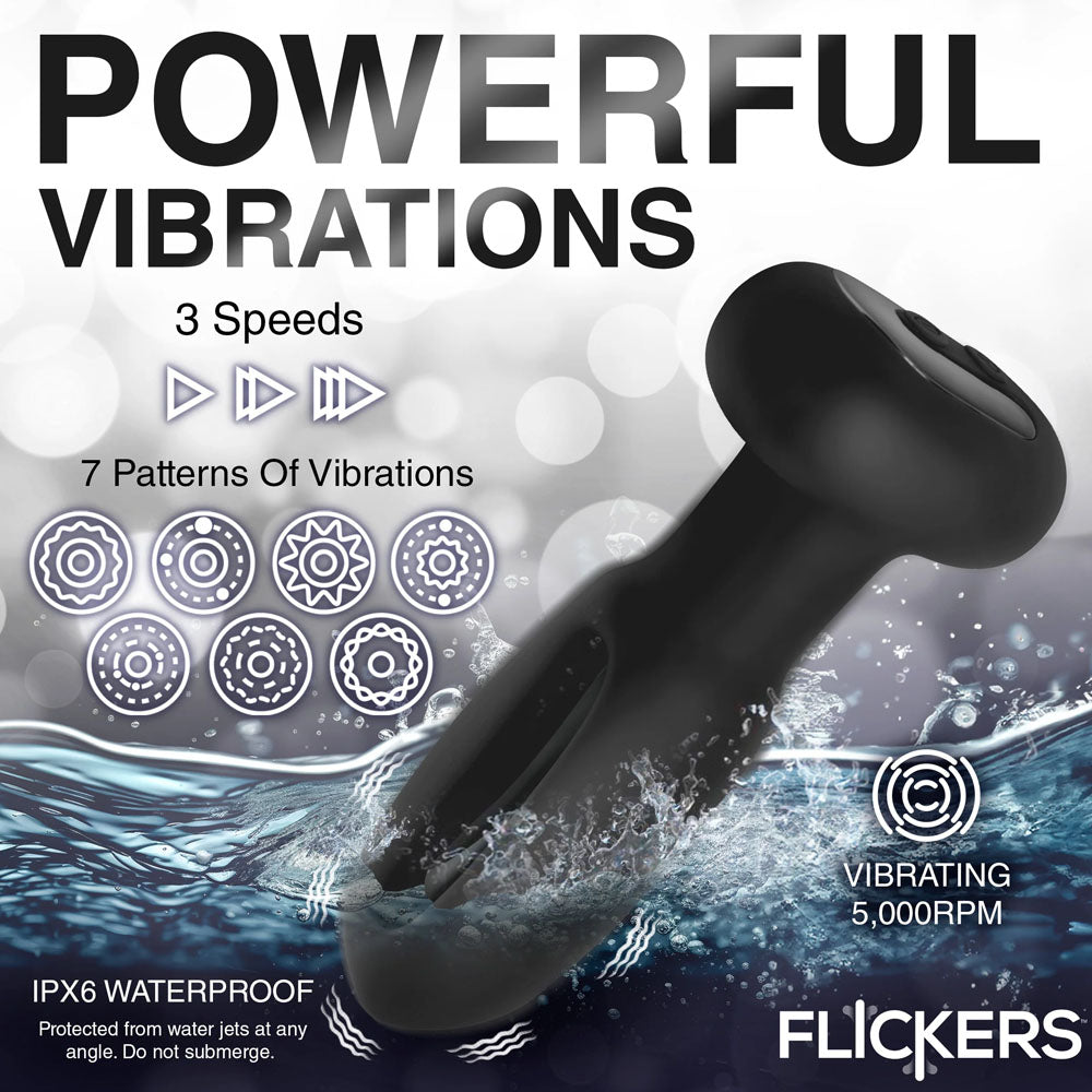 Inmi Flickers Bum Flick Flicking & Vibrating Butt Plug - Black 14 cm USB Rechargeable Flicking Butt Plug with Remote