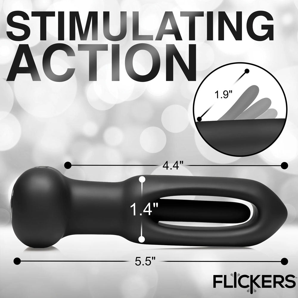 Inmi Flickers Bum Flick Flicking & Vibrating Butt Plug - Black 14 cm USB Rechargeable Flicking Butt Plug with Remote