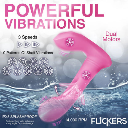 Inmi Flickers G-Flick Flicking G-Spot Vibrator - Pink 15 cm USB Rechargeable Flicking Vibrator with Remote