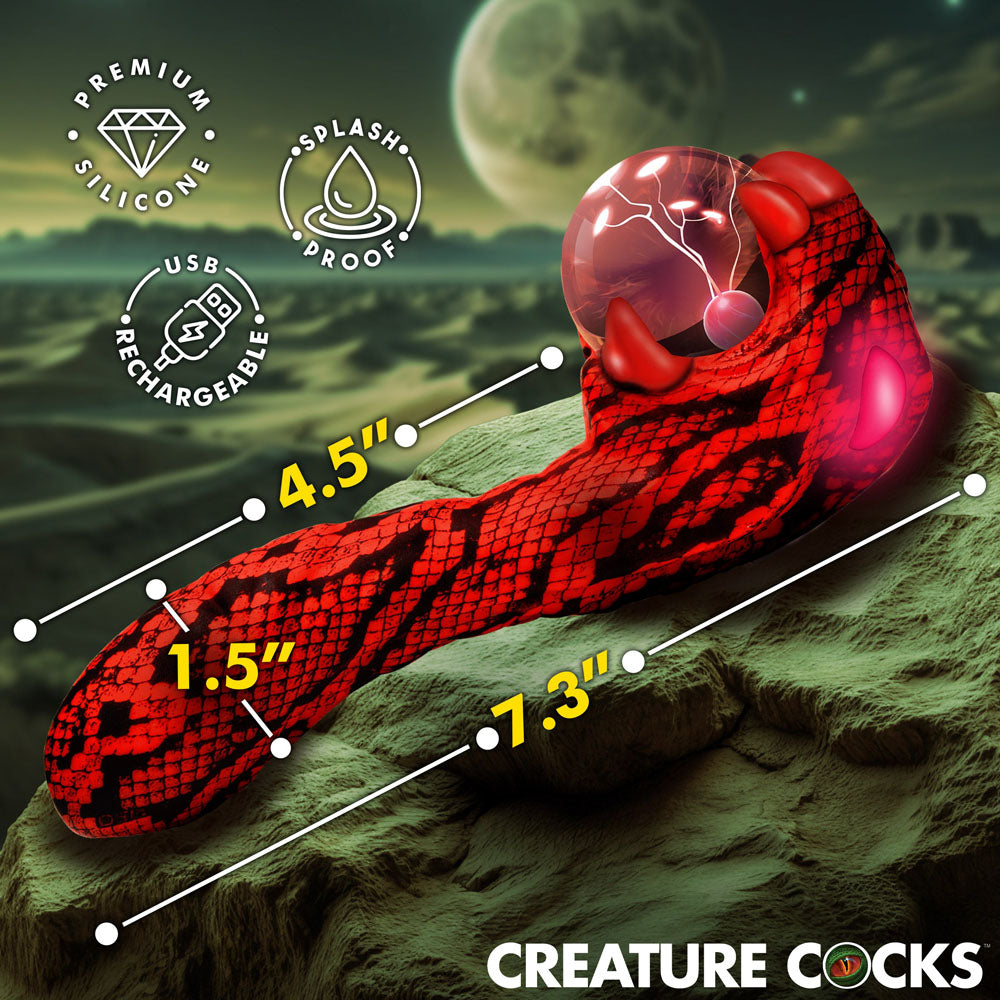Creature Cocks Cobra - Red 18.5 cm USB Rechargeable Fantasy Vibrator with Plasma Ball