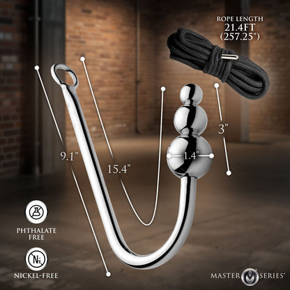 Master Series Roped - Beaded Anal Hook With Rope