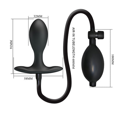 Party Up KEVIN Inflatable Butt Plug - Black 9.1 cm Inflatable Butt Plug