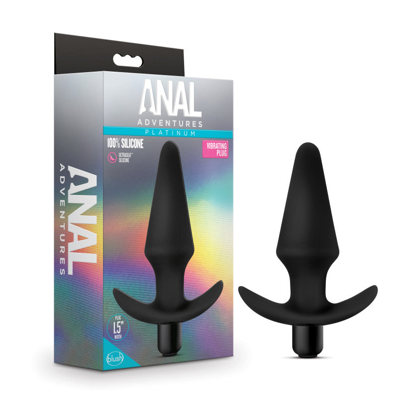 Anal Adventures Platinum Vibrating Plug - Black 12.7 cm (5'') Vibrating Butt Plug