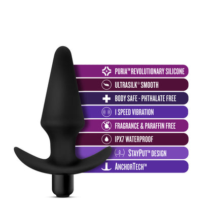 Anal Adventures Platinum Vibrating Plug - Black 12.7 cm (5'') Vibrating Butt Plug