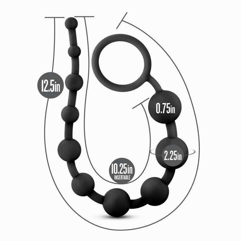 Anal Adventures Platinum 10 Anal Beads - Black - Black 31.7 cm Anal Beads