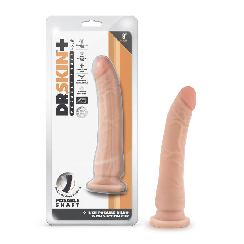 Dr Skin Plus 9'' Posable Dildo - Flesh - Flesh 22.9 cm Poseable Dong