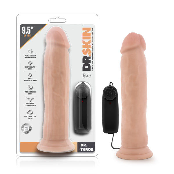 Dr. Skin Dr. Throb - Flesh 24.1 cm (9.5'') Vibrating Dong