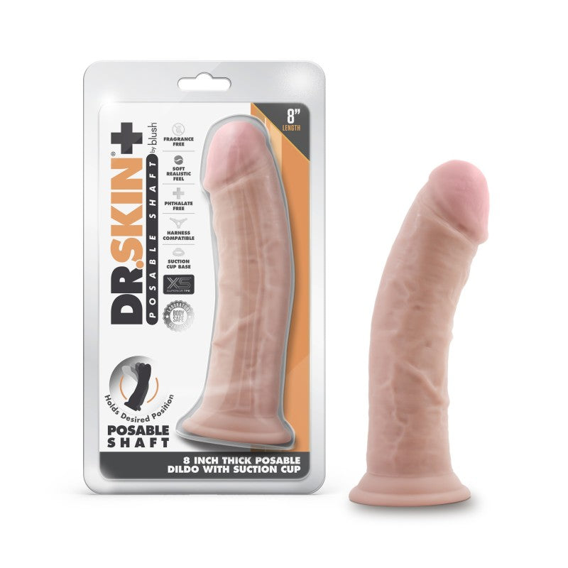 Dr. Skin Plus 8'' Thick Posable Dildo - Flesh 20.3 cm Poseable Dong