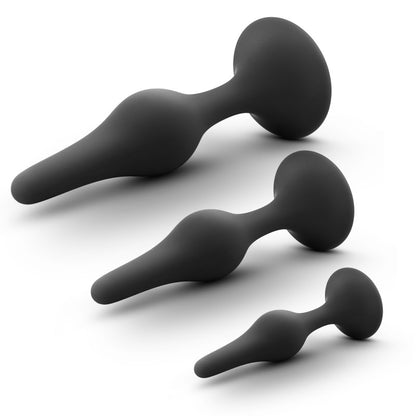 Anal Adventures Platinum Silicone Beginner Plug Kit - Black Butt Plug Kit - Set of 3 Sizes