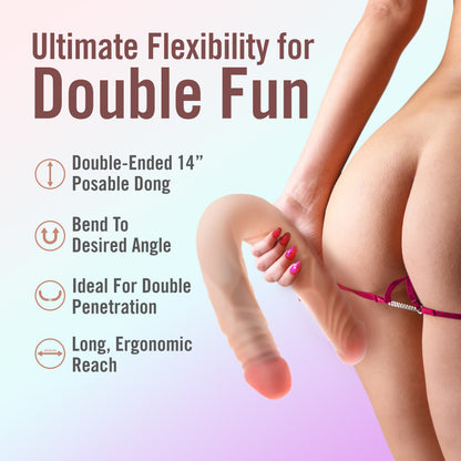 Dr. Skin Plus 14'' Posable Double Dong - Flesh 35.5 cm Double Dong