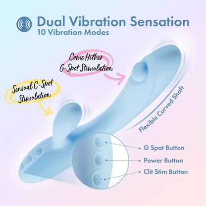 Play With Me - Moondust Magic - Blue 20.3 cm USB Rechargeable Rabbit Vibrator