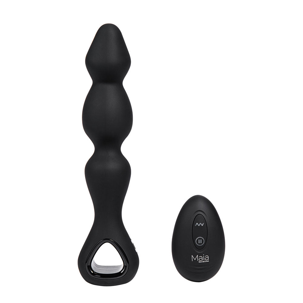 Maia HUDSON - Black 19 cm USB Rechargeable Anal Vibrator with Wireless Remote