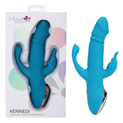 Maia KENNEDI - Blue 23.5 cm USB Rechargeable Triple Stimulating Vibrator