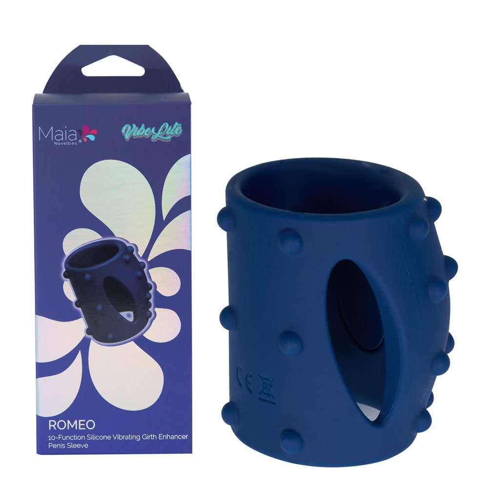 Maia ROMEO - Blue - Blue USB Rechargeable Vibrating Girth Enhancer Sleeve