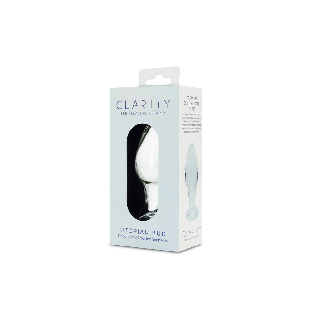 Clarity - Utopian Bud - Clear 8.9 cm Glass Butt Plug