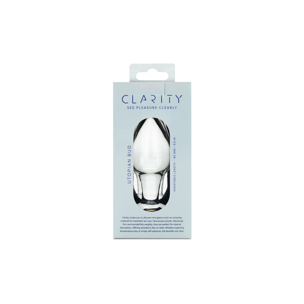 Clarity - Utopian Bud - Clear 8.9 cm Glass Butt Plug