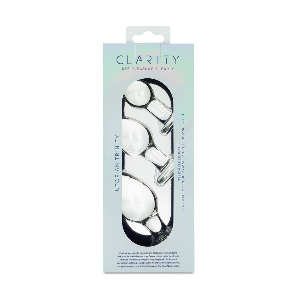 Clarity - Utopian Trinity - Clear Glass Butt Plugs - Set of 3 Sizes