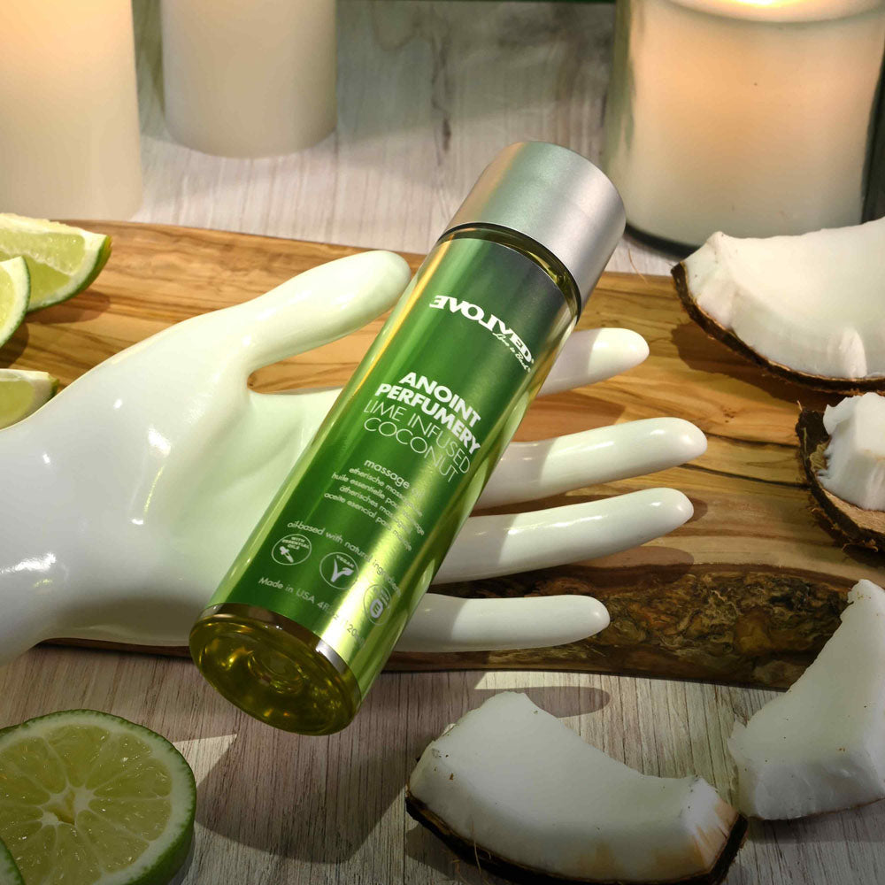 Evolved ANOINT PERFUMERY - Lime Infused Coconut - Lime Infused Coconut Massage Oil - 120 ml Bottle