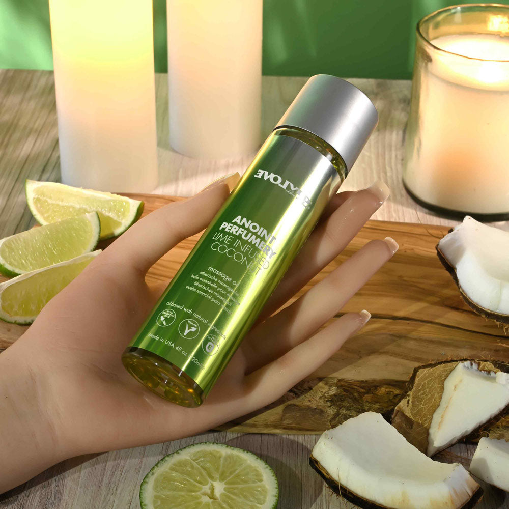 Evolved ANOINT PERFUMERY - Lime Infused Coconut - Lime Infused Coconut Massage Oil - 120 ml Bottle