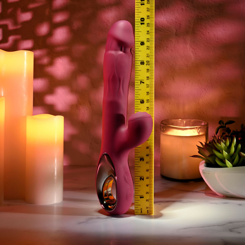 Evolved BURSTING WITH PLEASURE - Red 25.4 cm USB Rechargeable Vibrator with Tapping Clitoral Stimulator