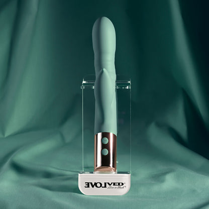Evolved THE SHIMMY - Green USB Rechargeable Thrusting Rabbit Vibrator