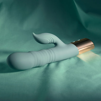 Evolved THE SHIMMY - Green USB Rechargeable Thrusting Rabbit Vibrator