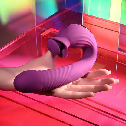 Evolved DEEP ECSTASY - Purple 16.5 cm USB Rechargeable Thrusting and Tapping Vibrator