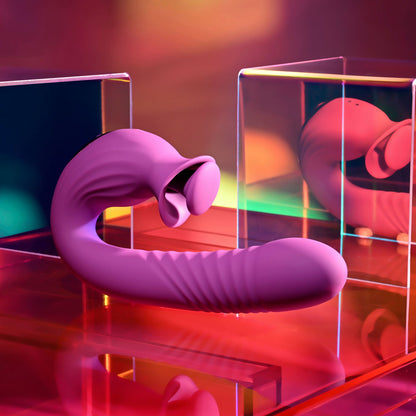 Evolved DEEP ECSTASY - Purple 16.5 cm USB Rechargeable Thrusting and Tapping Vibrator