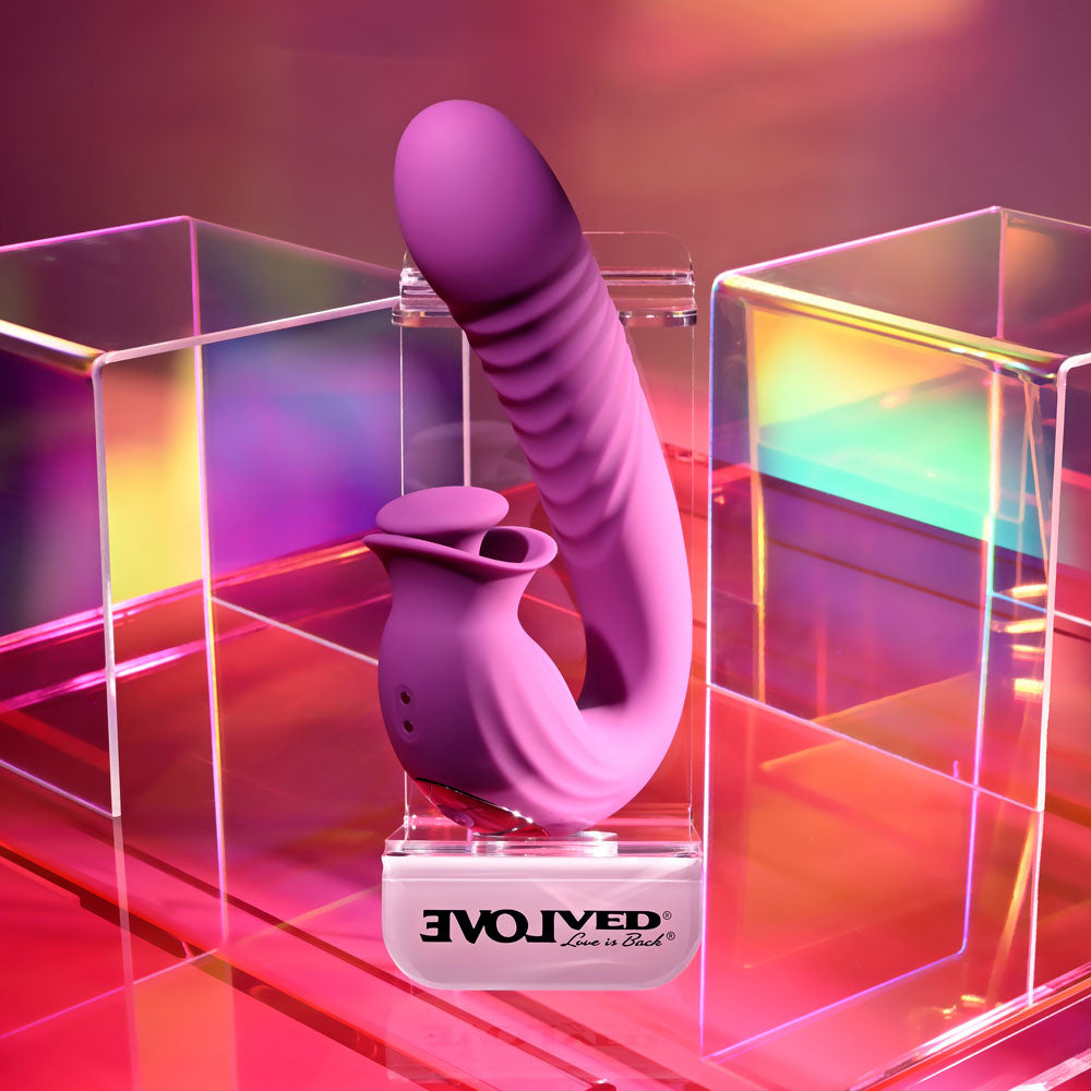 Evolved DEEP ECSTASY - Purple 16.5 cm USB Rechargeable Thrusting and Tapping Vibrator