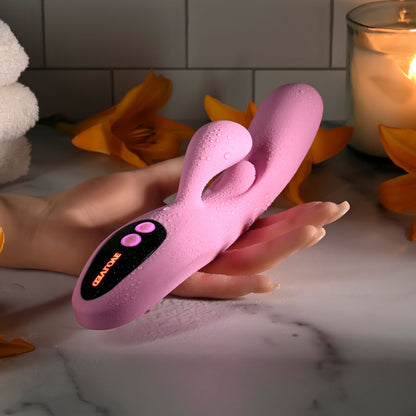 Evolved PUSH THE BUTTON - Pink 23.5 cm USB Rechargeable Rabbit Vibrator with G-Spot Bud