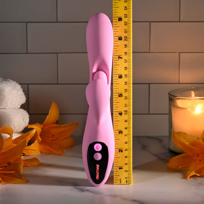 Evolved PUSH THE BUTTON - Pink 23.5 cm USB Rechargeable Rabbit Vibrator with G-Spot Bud