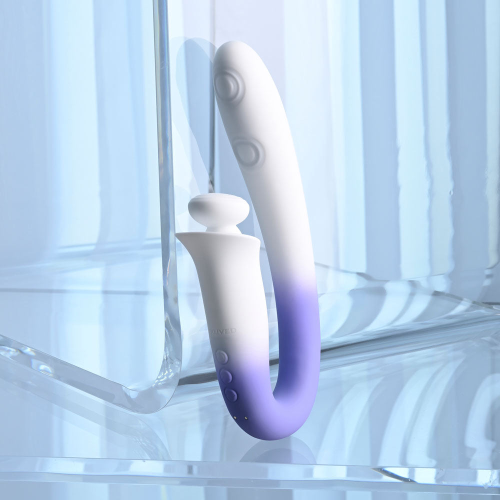 Evolved SPRING LOADED - White/Purple 23 cm USB Rechargeable Multi-Tapping Vibrator