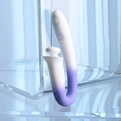 Evolved SPRING LOADED - White/Purple 23 cm USB Rechargeable Multi-Tapping Vibrator