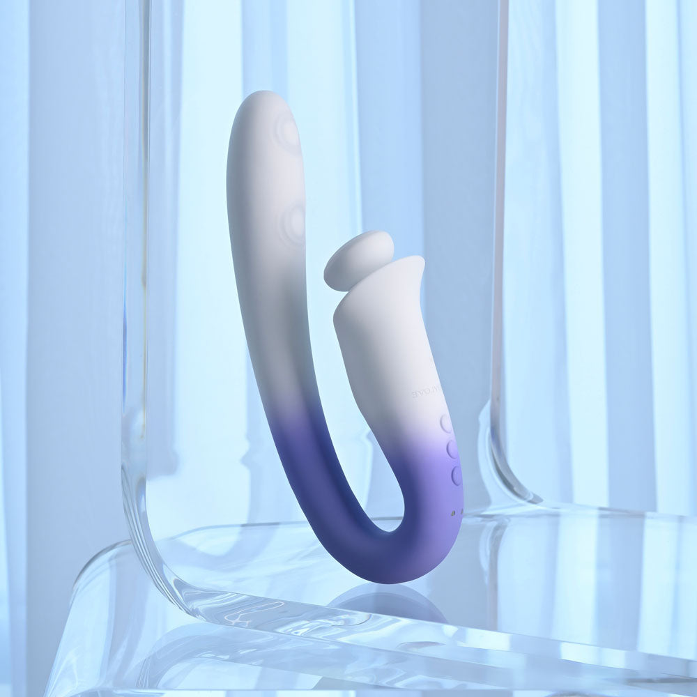 Evolved SPRING LOADED - White/Purple 23 cm USB Rechargeable Multi-Tapping Vibrator