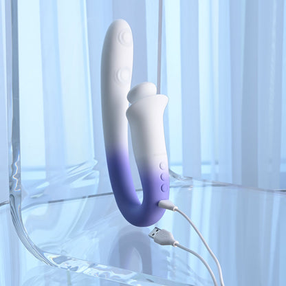 Evolved SPRING LOADED - White/Purple 23 cm USB Rechargeable Multi-Tapping Vibrator