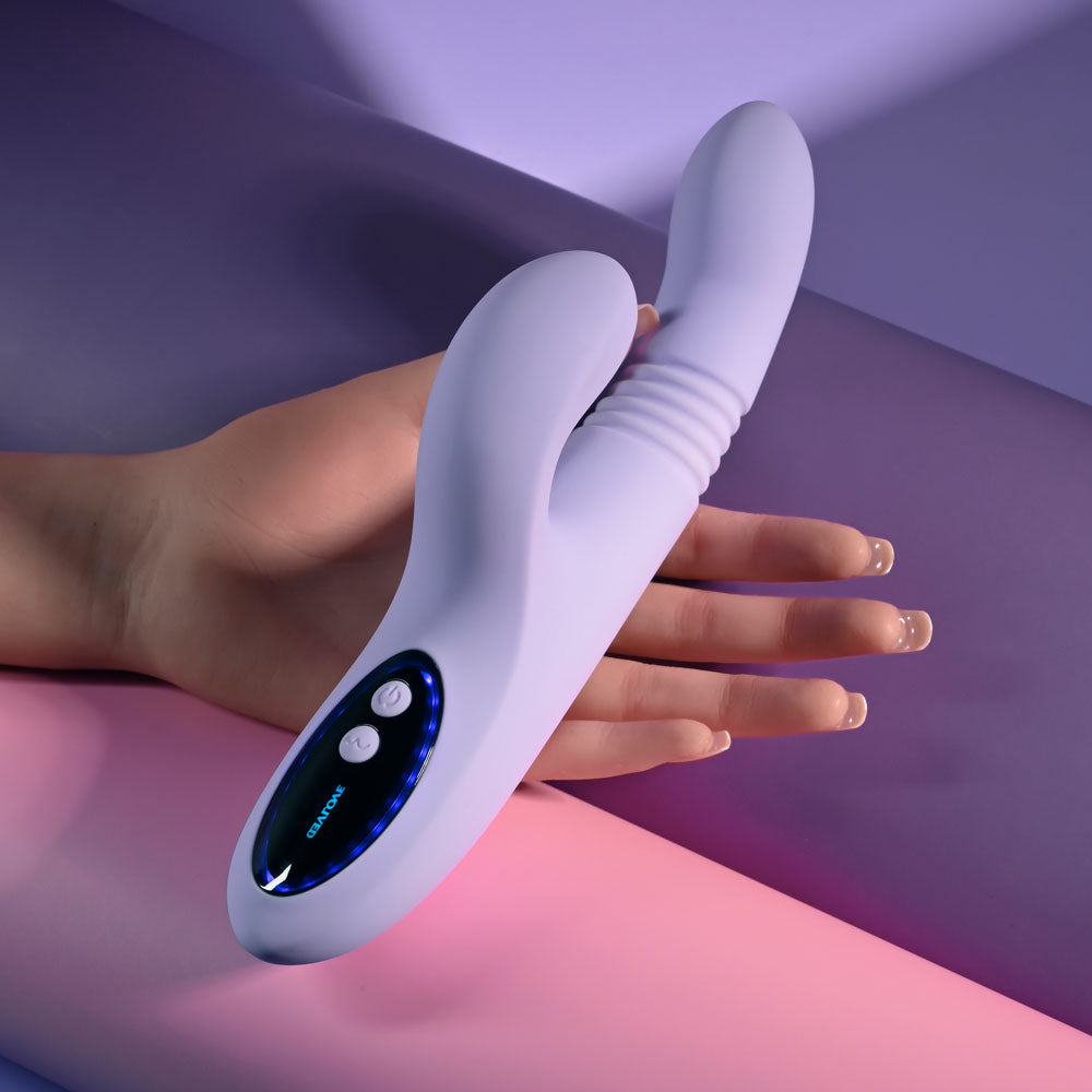 Evolved PEP TALK - Purple 23.3 cm USB Rechargeable Thrusting Vibrator with Tapping Clitoral Stimulator