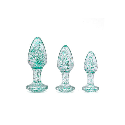 Adam & Eve Glitter Gem 3-Piece Butt Plug Set - Blue